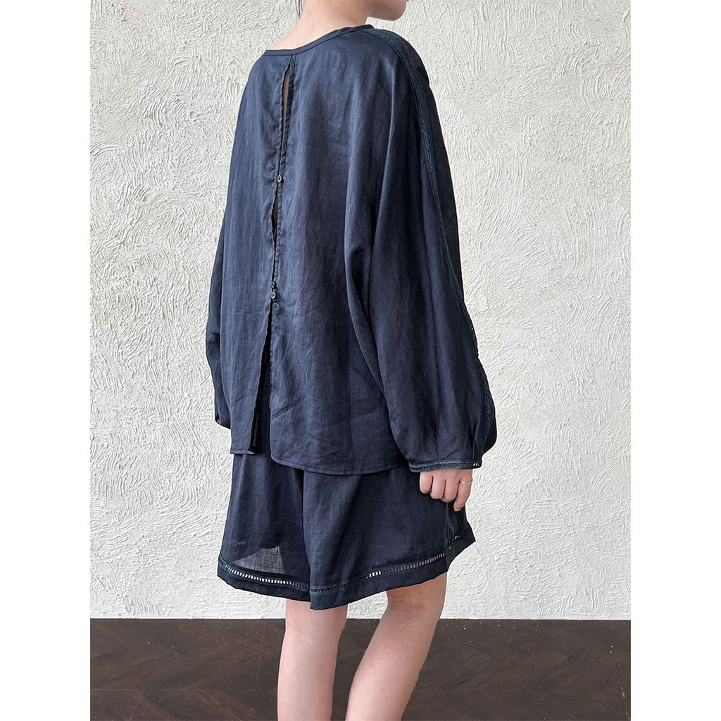 Korean style designer casual v-neck long sleeve top + versatile shorts women's summer new arrival lazy loungewear set