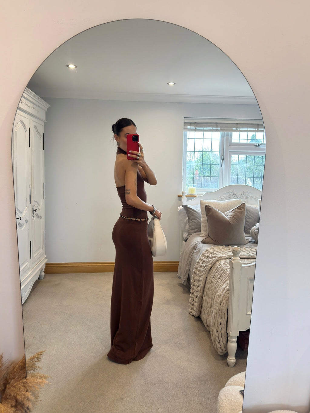 Sexy backless neck hip skirt slim fit Spice girl splicing knitted dress