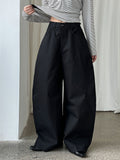 American high-end pleated scimitar pants women's retro style casual versatile wide-leg trousers