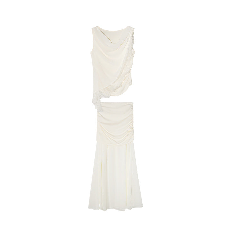 Gentle and advanced temperament swinging collar sleeveless fashion suit