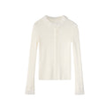 Sweet age-reducing pit strip fungus edge knitted cardigan sweater