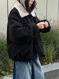 Silhouette casual lapel lamb wool warm coat women's winter new loose versatile jacket