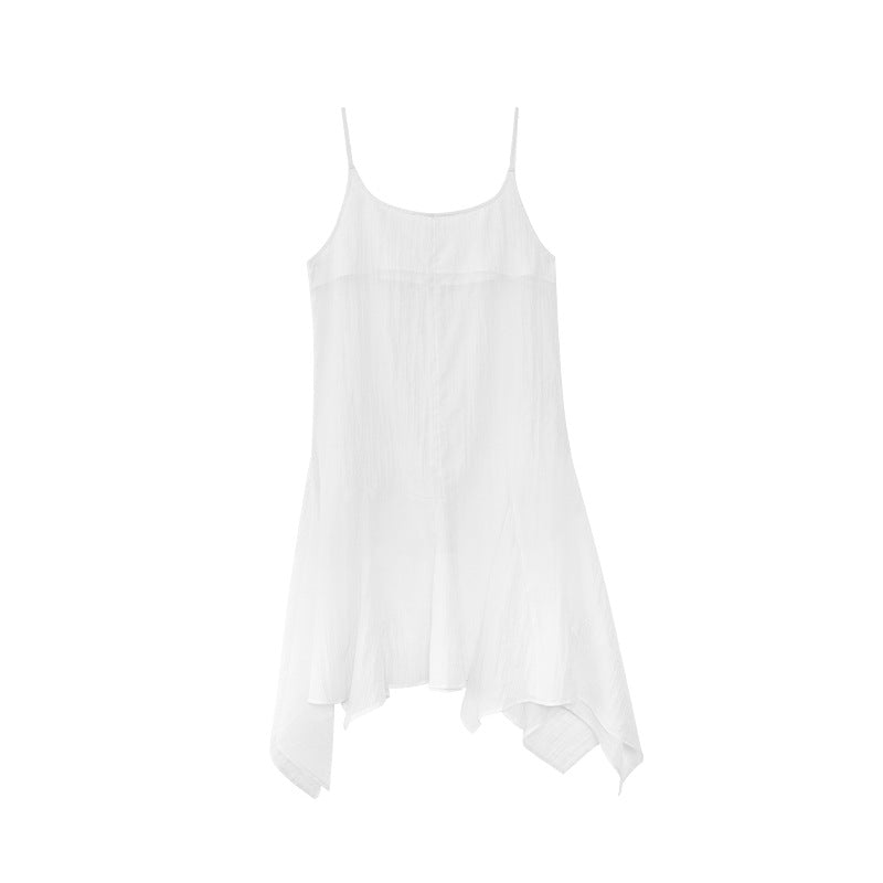Summer French beautiful temperament stacked perspective Tencel thin dress S5091