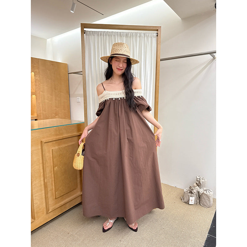 Dopamine fresh age reduction loose meat cover thin suspender dress