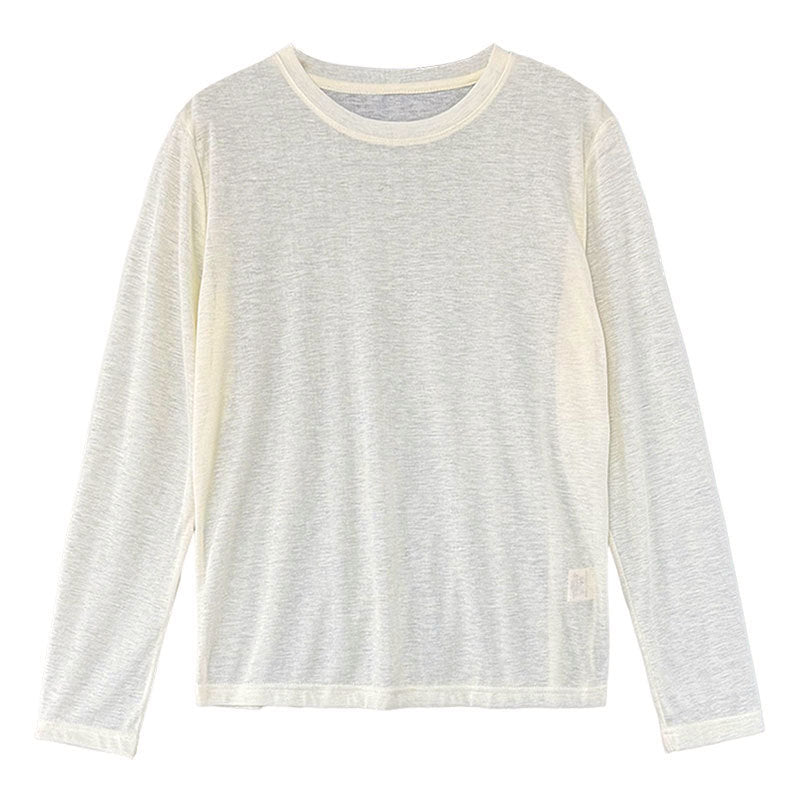 Sunscreen shirt Tencel thin long-sleeved T-shirt women's summer new loose blouse knitted mask top