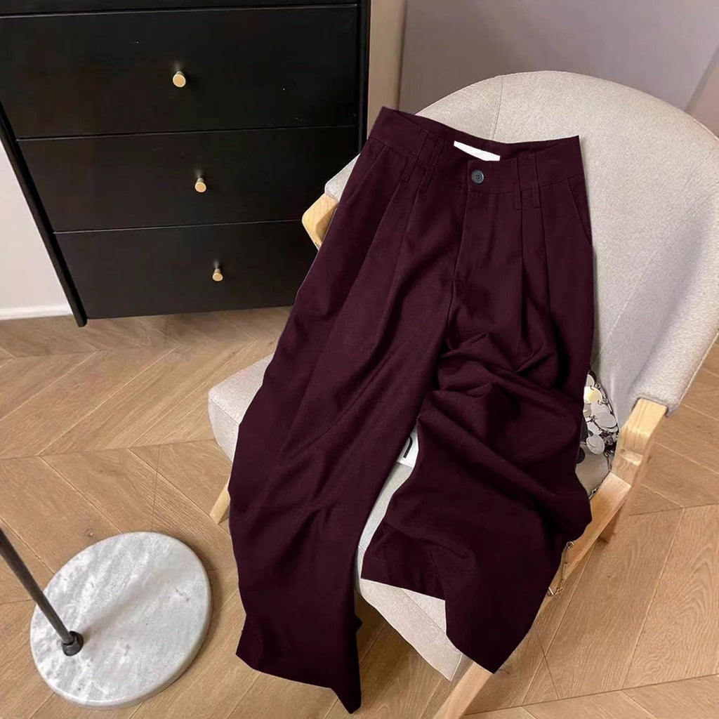 Fashion new solid color explosion with belt ring trousers