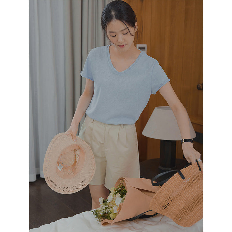 Back cloth embroidered chicken heart collar soft skin-friendly short sleeves