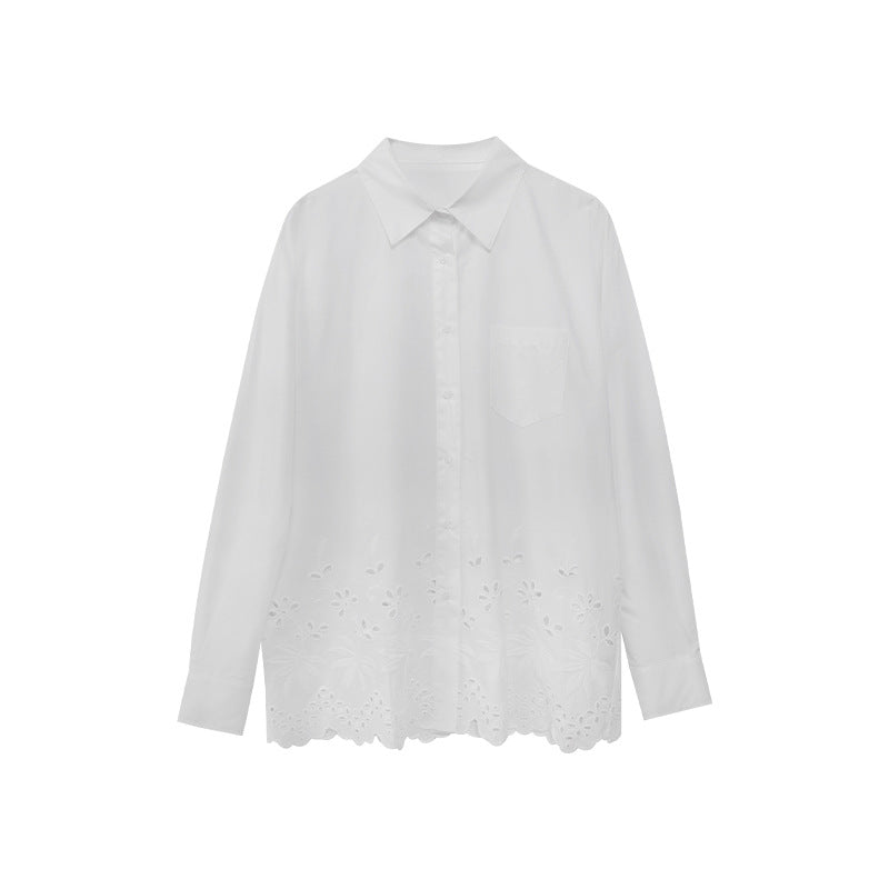 Lace Hollow Loose Design Chic Shirt