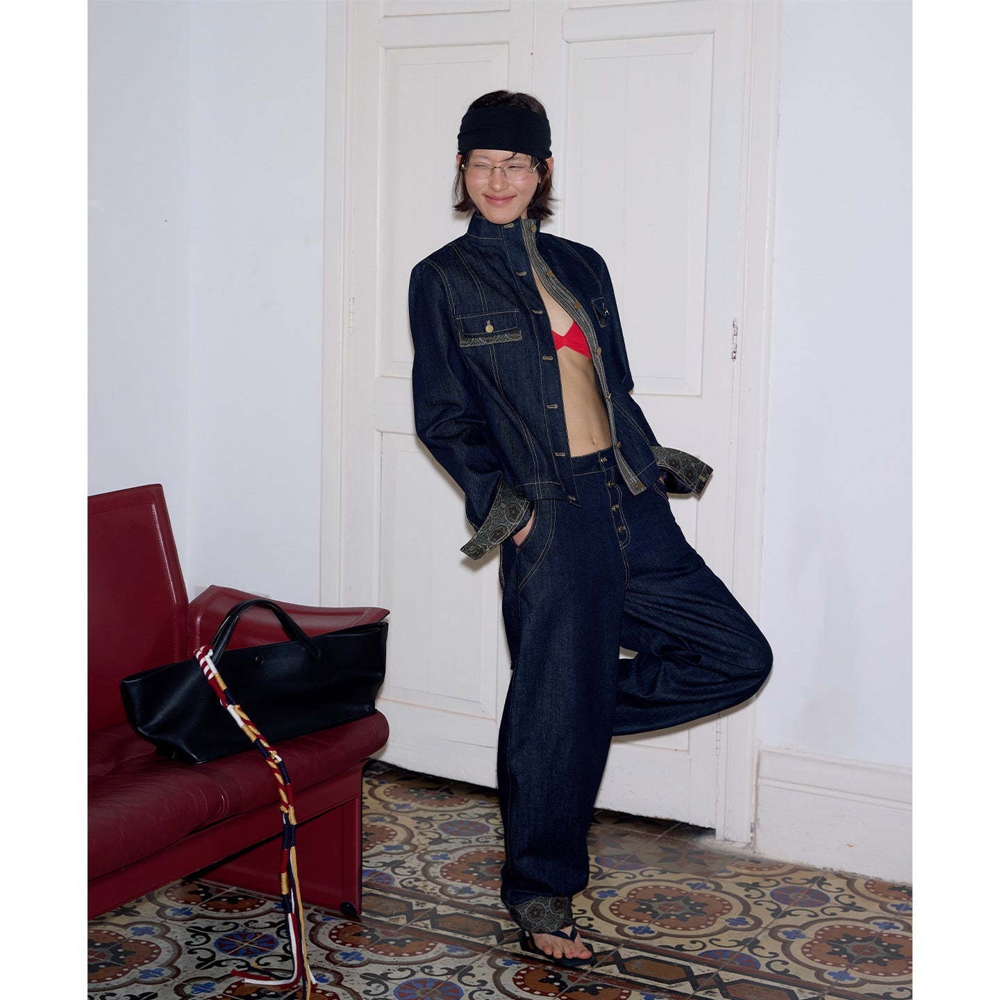 Splicing Casual Curling Floor Pants Trousers