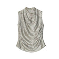 Early spring fashion versatile creative line print turtleneck sleeveless vest