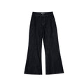 Versatile cotton dark blue high-waisted micro-pull jeans