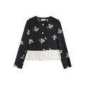 Age-reducing embroidery contrasting color splicing cotton-padded thick short jacket
