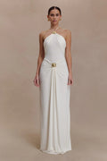 2026 neck sling long dress pleated slim backless holiday style sexy dress