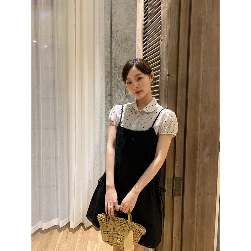 Women's Off-Shoulder Lace-Up Loose Sleeveless Cotton Midi Dress