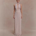 New fashionable and sexy polka dot hip skirt waist slim holiday style neck dress women