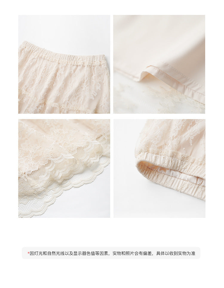 High-waisted A-shaped long embroidered lace skirt