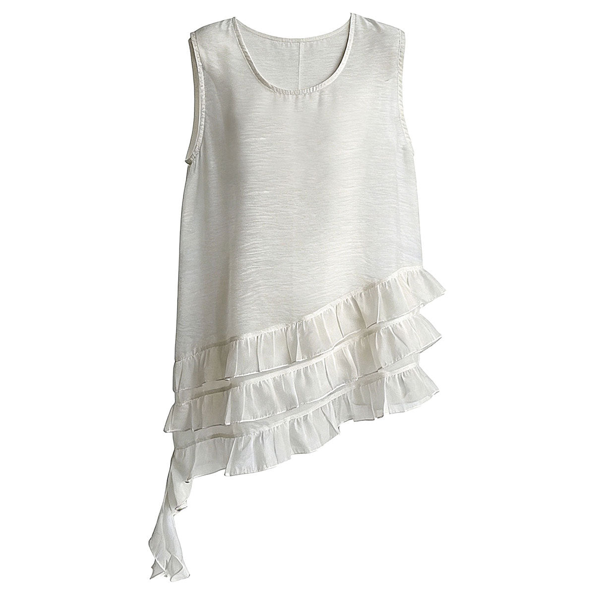 French gentle wind irregular ruffle edge sleeveless top women 26 early spring stack wear vest skirt