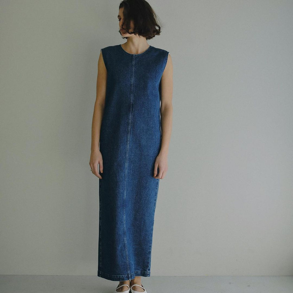 Sleeveless Denim Dress Women Loose Fit A-Line Washed Maxi