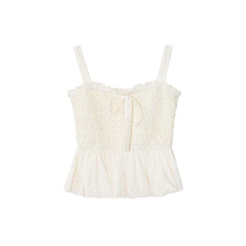 Girls sweet age-reducing texture slim-fitting sling vest