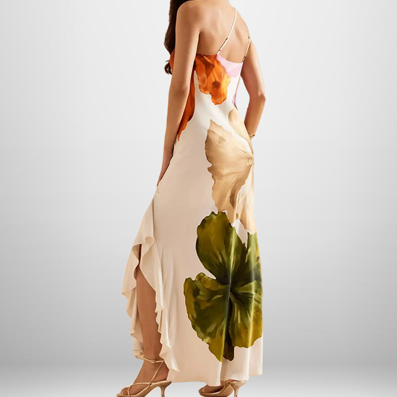Printed One Shoulder Maxi Dress