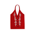 Spice girl sexy backless single-breasted jacquard neck knitted cardigan