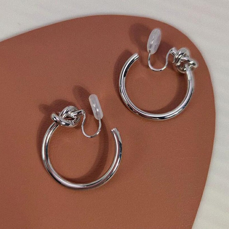 Premium sense metal mosquito coil disc loop earrings French ear clips can be worn without ear piercings, earrings are simple, fashionable and versatile