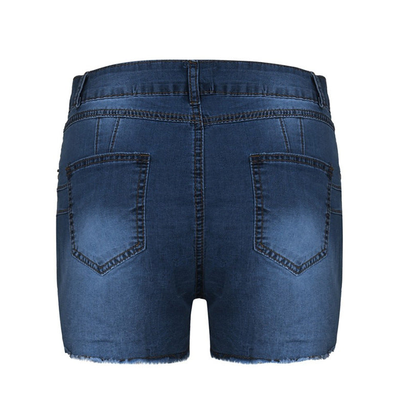 High-Waisted Distressed Denim Shorts