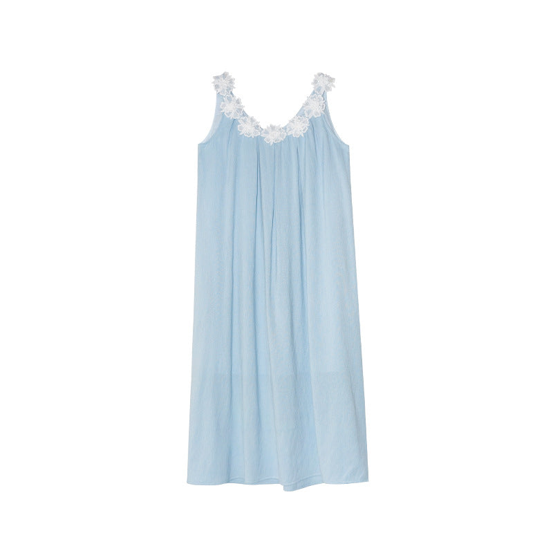 Three-dimensional flower sleeveless suspender dress