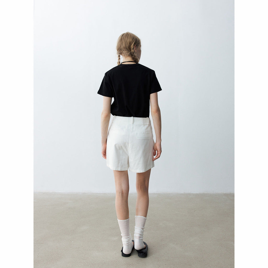 Summer new casual high-waisted French hemp retro versatile tooling shorts casual pants