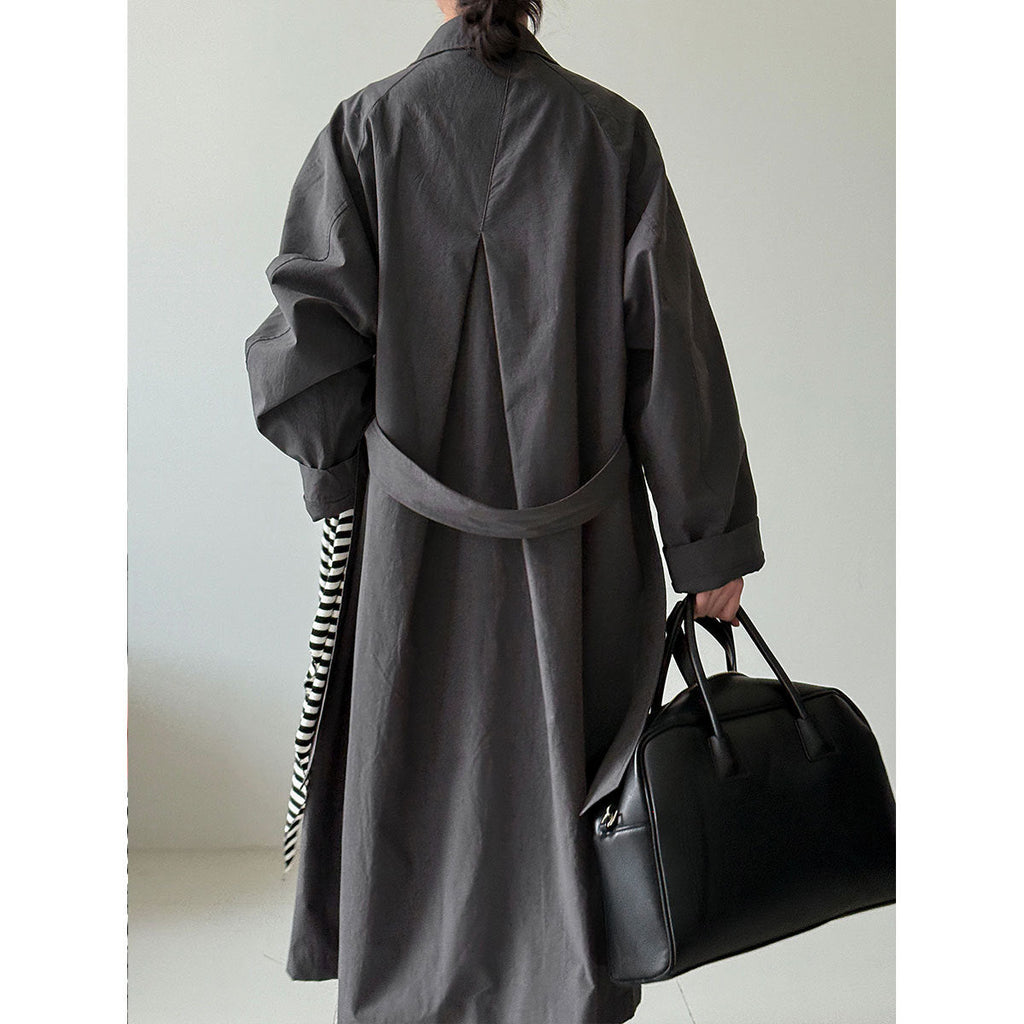 Premium retro loose big pocket trench coat niche coat women's autumn new loose coat 3726