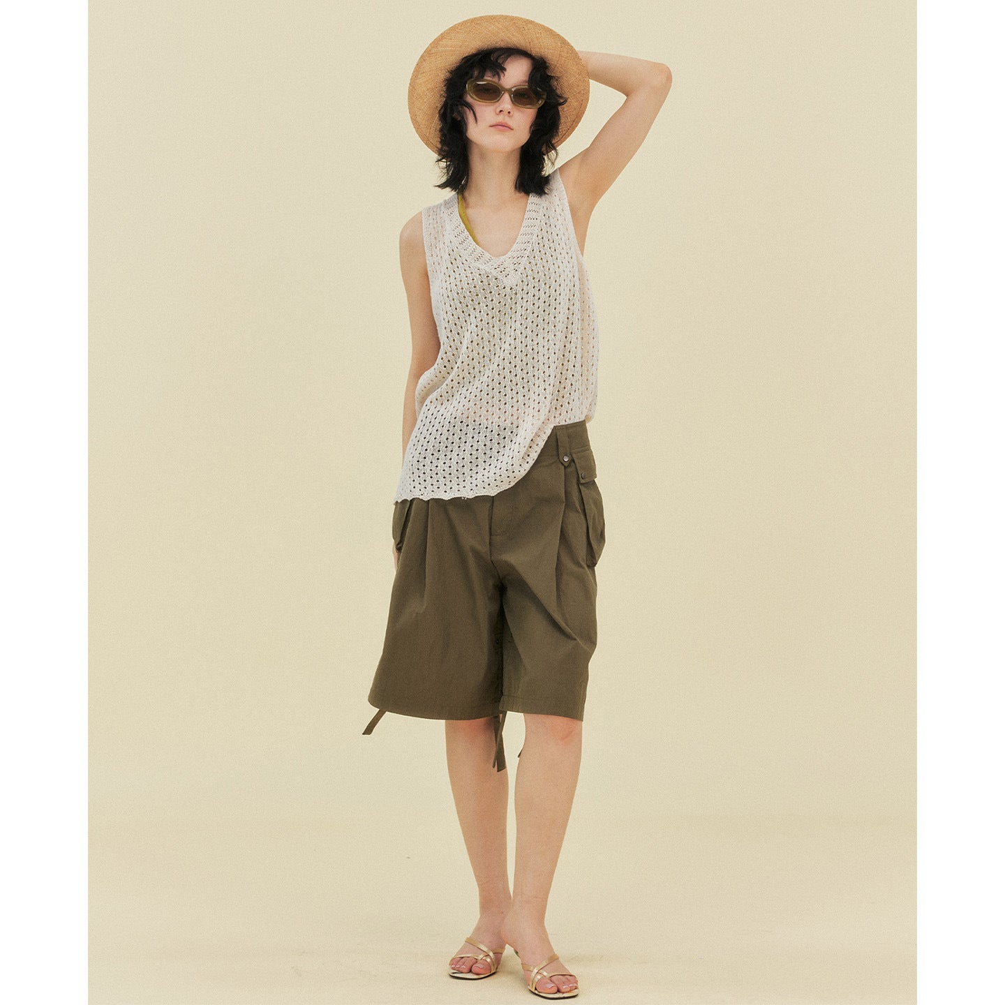 Knitted Vest Vintage Hollow V-Neck Top