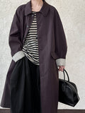 Japanese lapel mid-length trench coat women's autumn new design sense splicing plaid Barn style jacket
