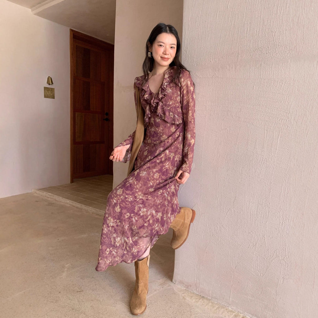 Beautiful temperament waist floral dress