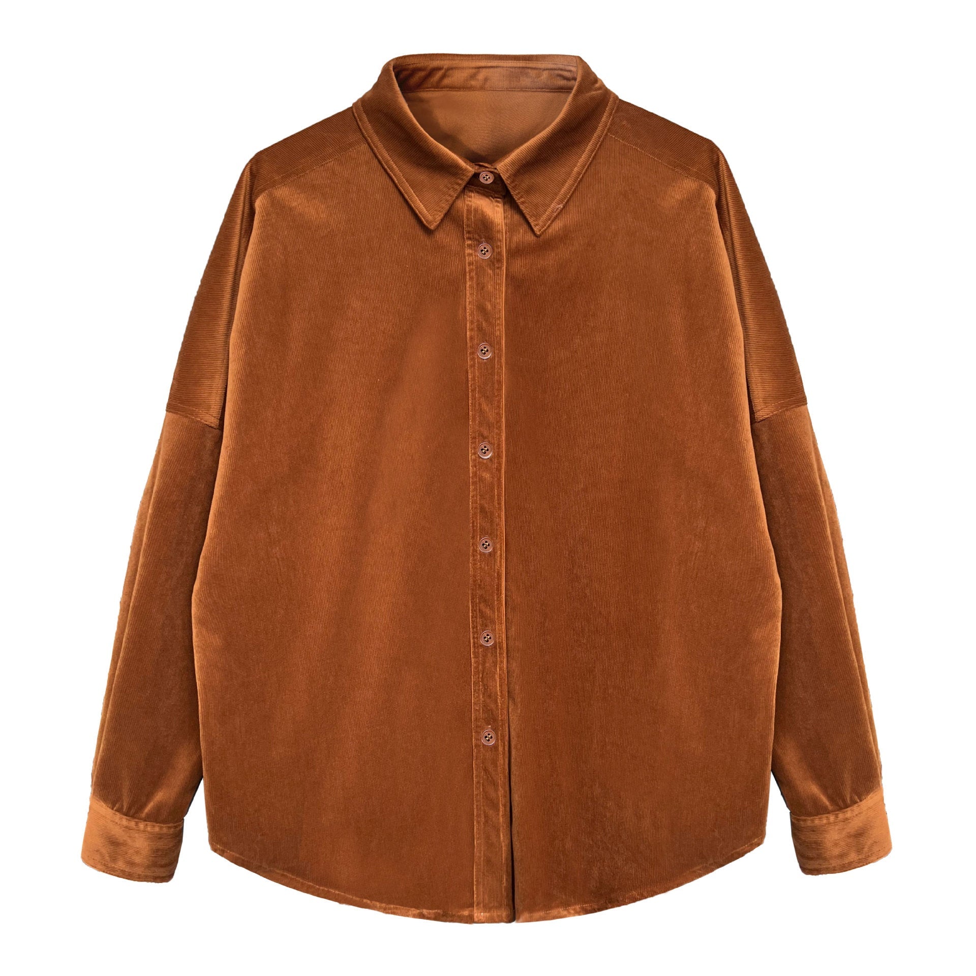 Japanese minimalist thickened brushed corduroy shirt for women