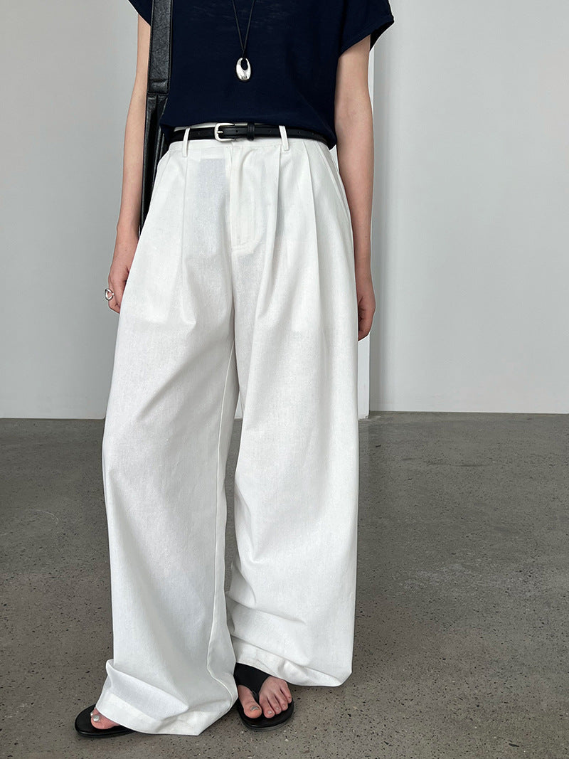 Korean version of wide-leg pants women's summer new drooping straight-leg pants loose casual mopping long pants 5115