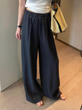 Thin loose drape lazy style high waist straight casual mopping cotton and linen wide-leg pants
