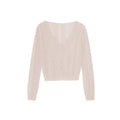 Casual single-row deep v-neck hollow-knit cardigan sweater