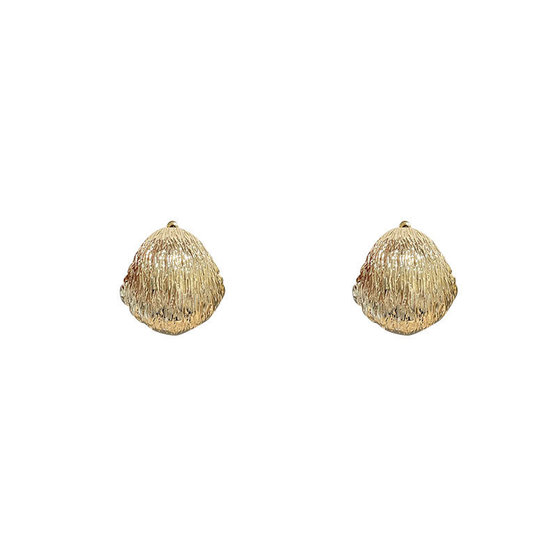 Niche design sense advanced cold wind light luxury gold stud earrings texture ball earrings