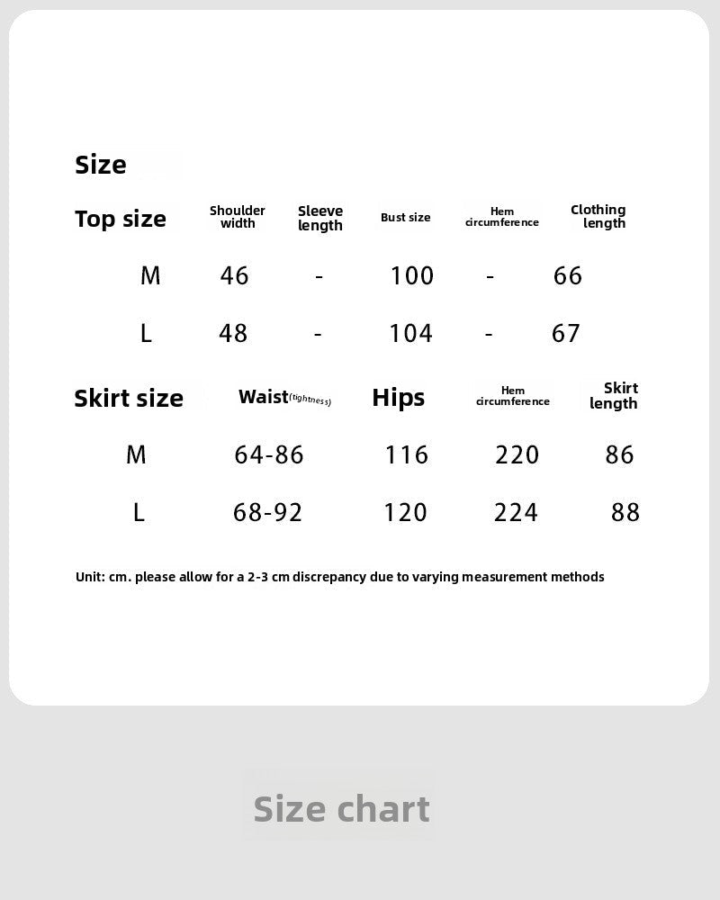 Korean design temperament strap top + high waist skirt summer new shirt set