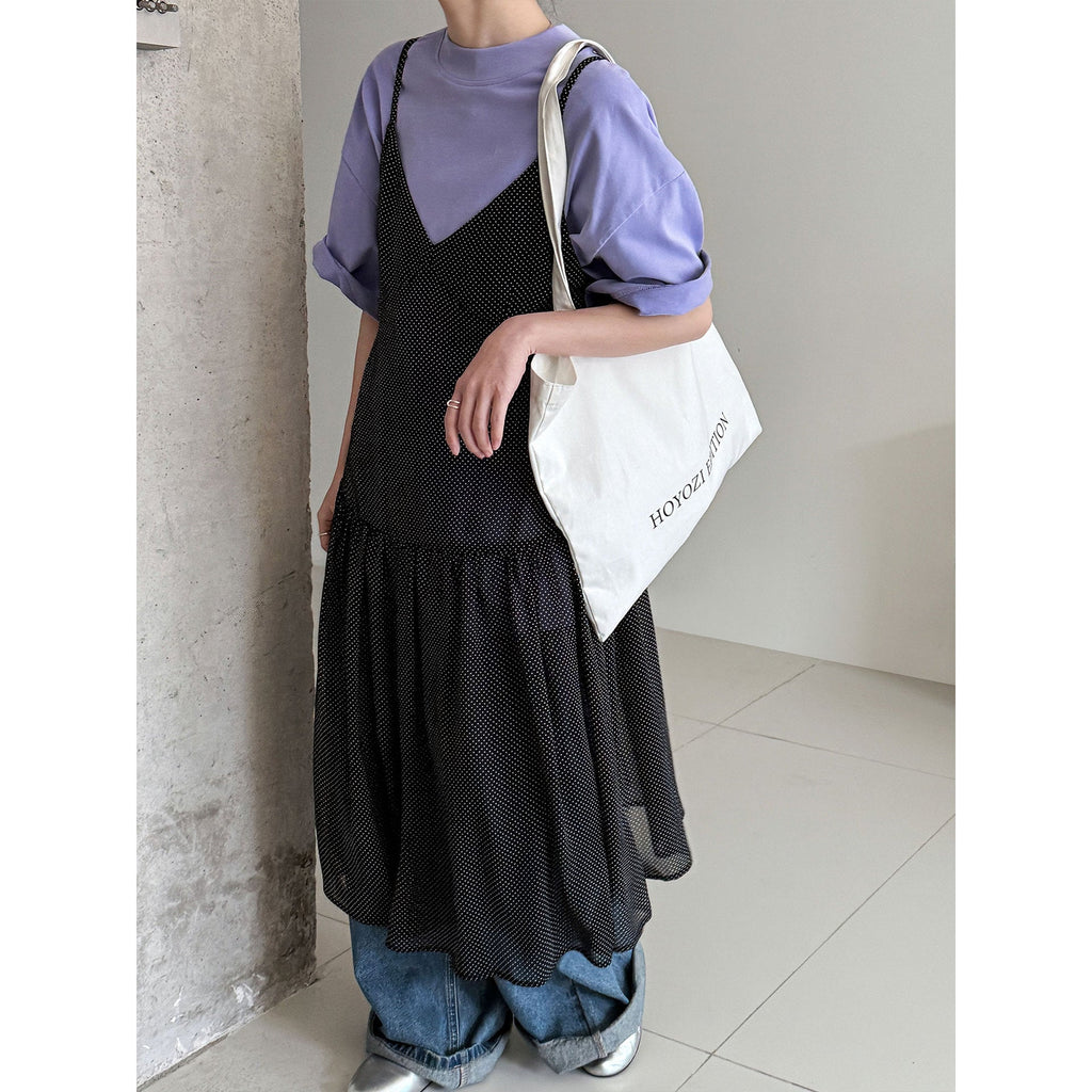 Casual solid color polished loose shoulder short sleeve women's early spring new silhouette simple round neck T-shirt
