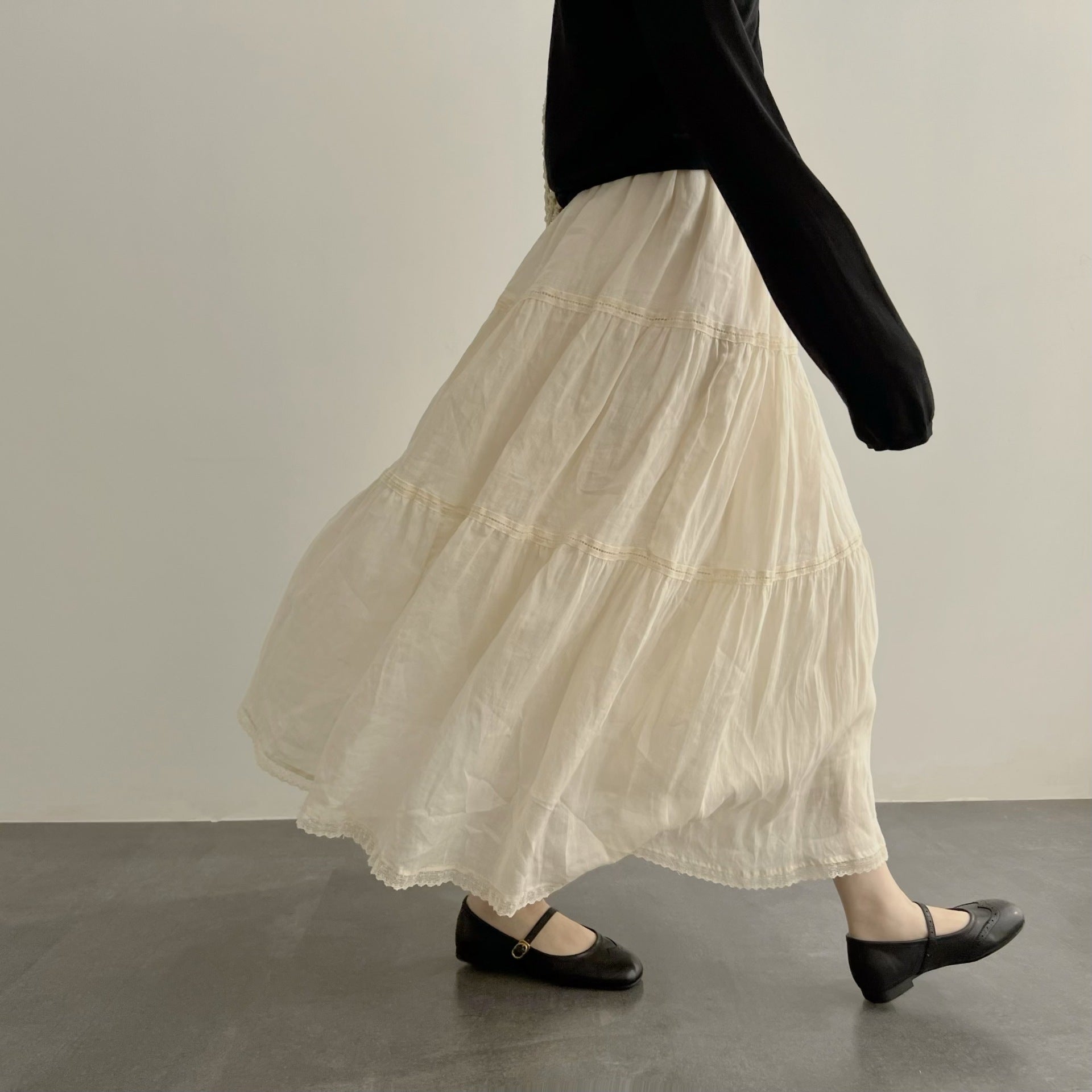 Thin swinging heavy industry A word medium and long half body cake skirt children's summer