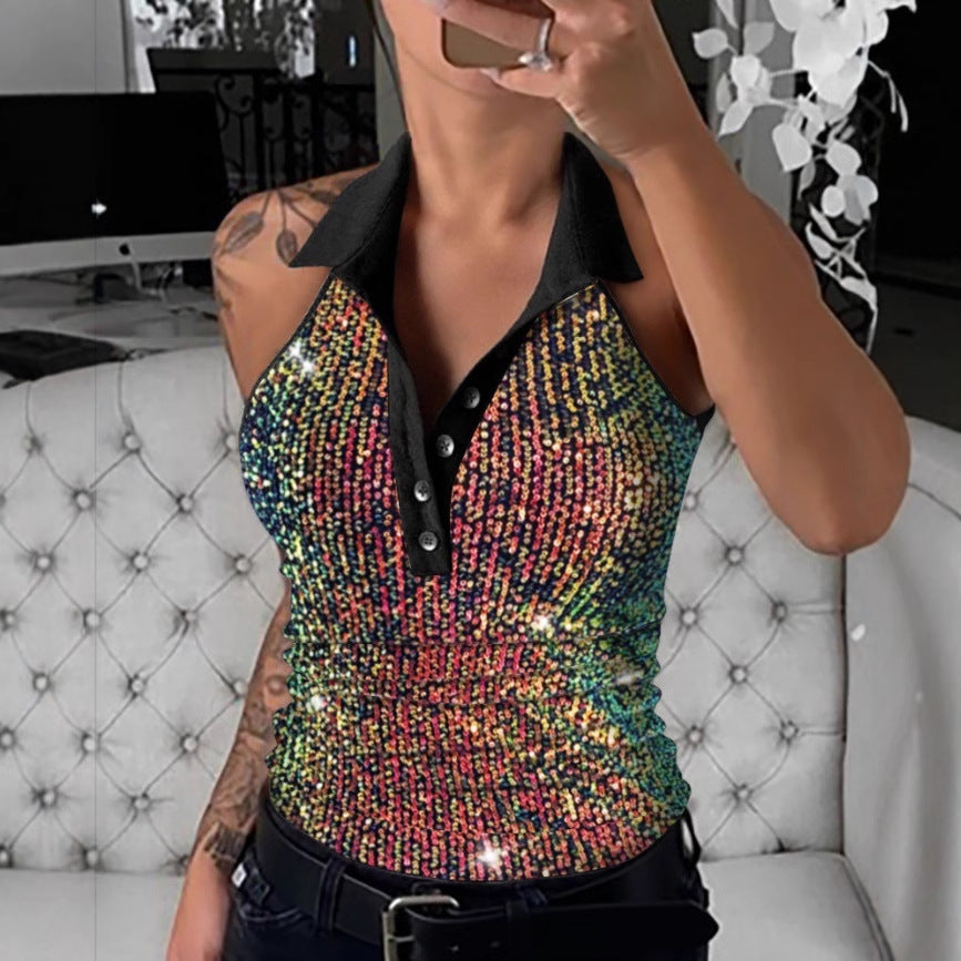 Sequin Sleeveless Vest Top