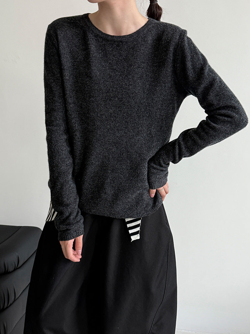 Korean high-end versatile wool knitted bottoming shirt women's autumn new slim-fitting and thin top