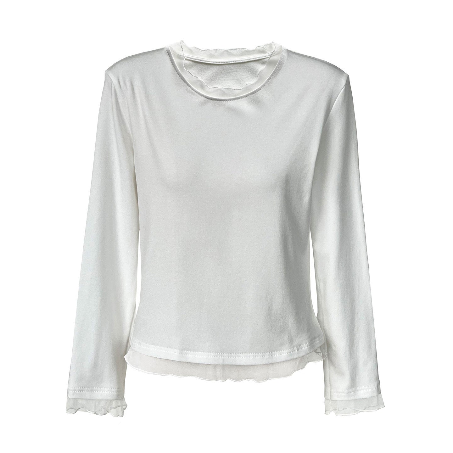 Korean fake two-piece lace-edged inner top women's early spring fungus-edged polished bottoming shirt