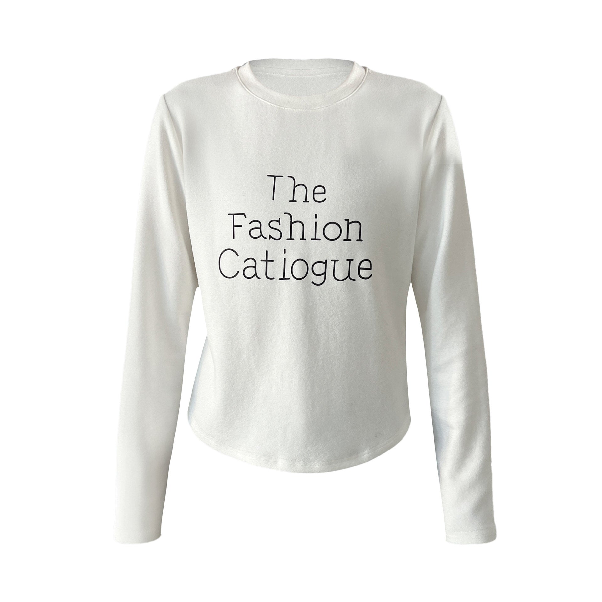 Korean printed letter double-sided velvet long-sleeved bottoming shirt women's winter round neck skin-friendly elastic top