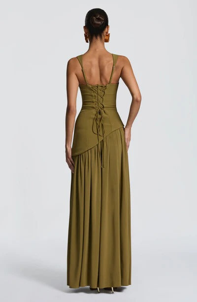 Stylish sexy suspender skirt slim strap split skirt backless streamer dress