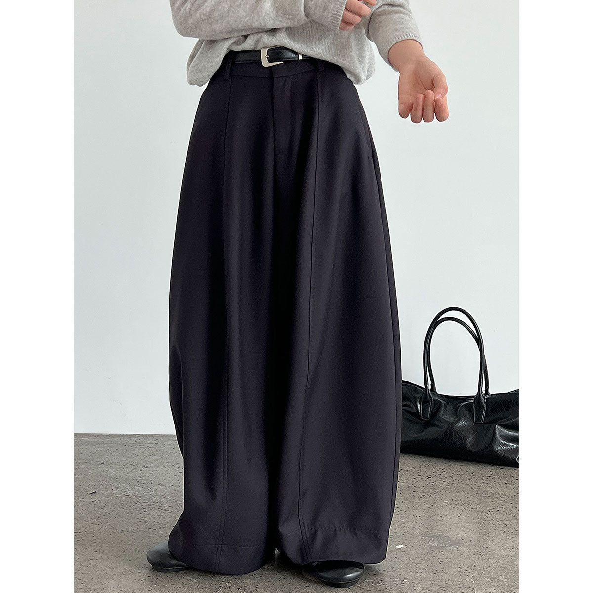 Design pocket cocoon lantern suit pants women's autumn new drape balloon pants long pants