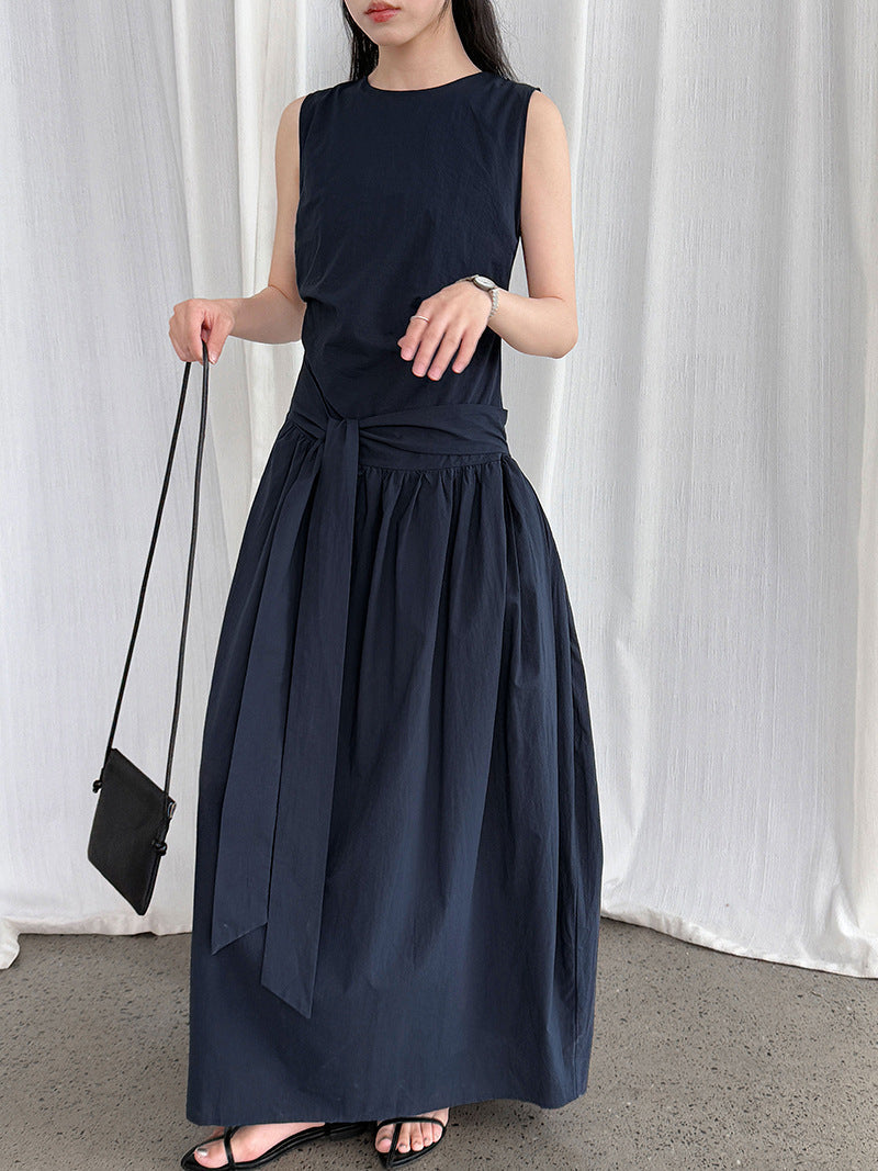 Korean waist slimming flower bud sundress summer new lazy style sleeveless strapless dress