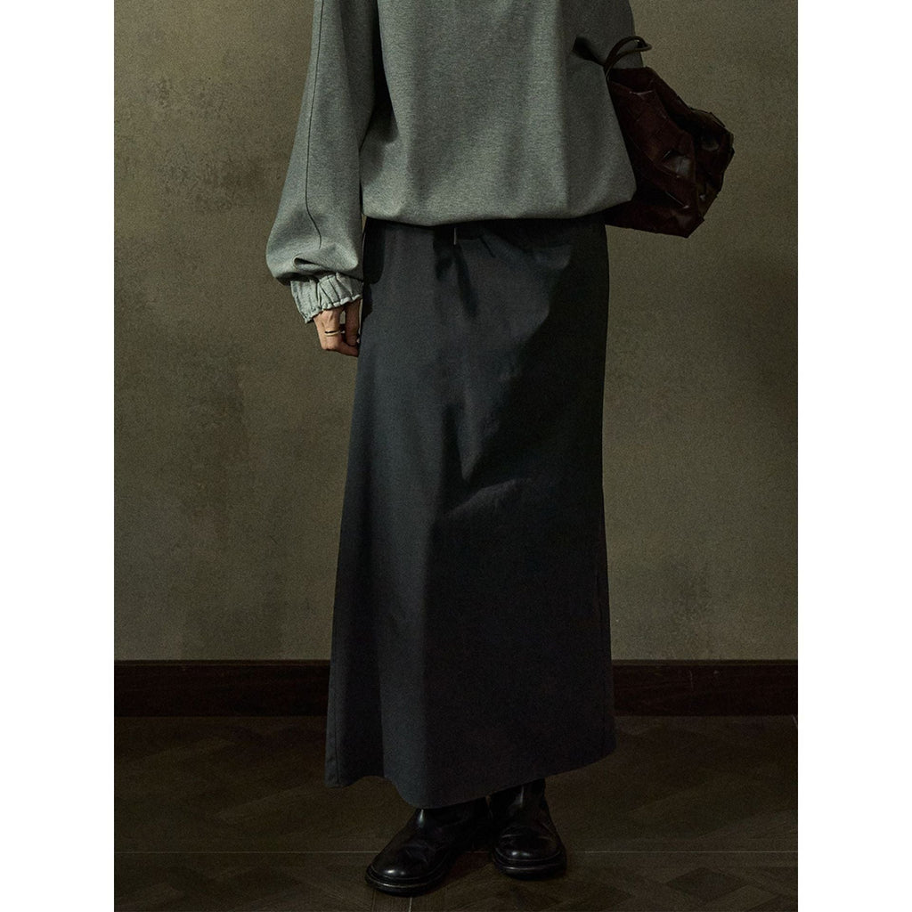 Autumn design wool bud waist drawstring texture back slit skirt