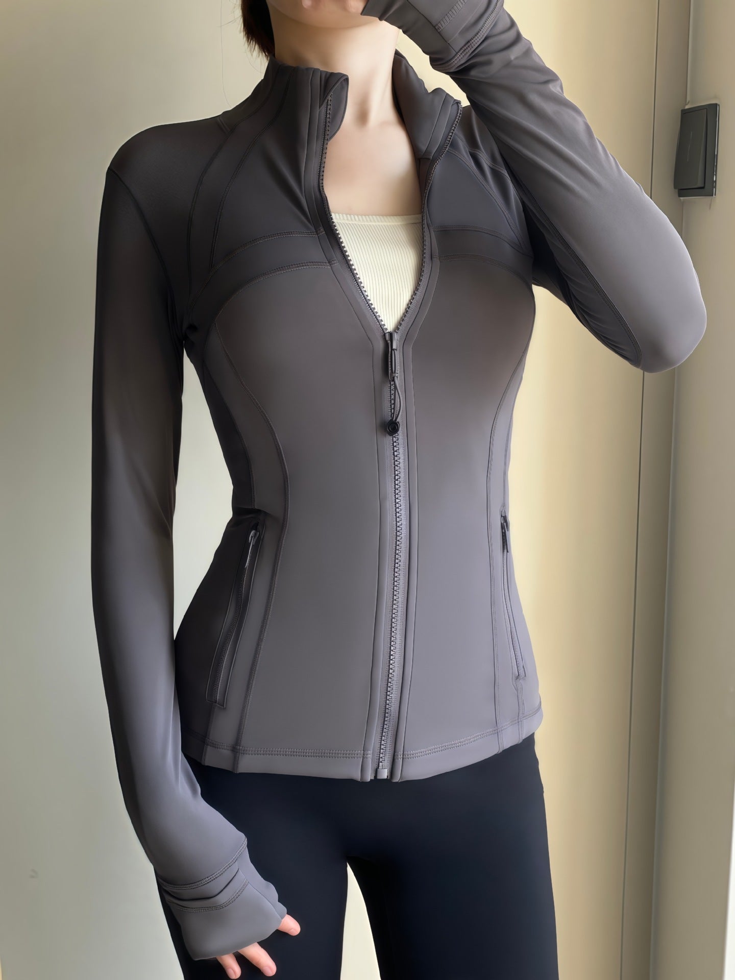 Yoga Jacket Women Long Sleeve Zip-Up Breathable Sports Fitness Top